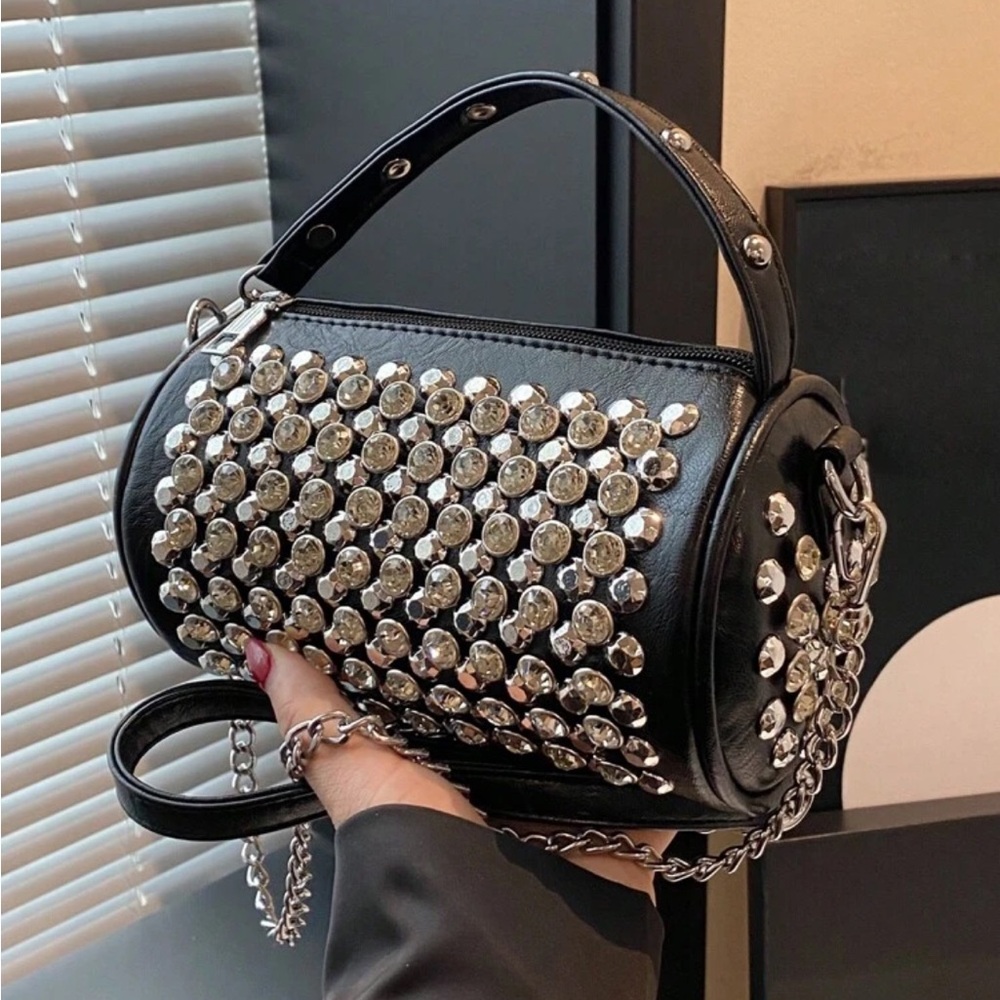 Cylindrical Bag, Trendy And Personalized Handbag, Water Diamond Bag, Banquet